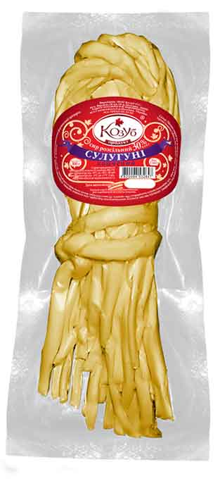 Сыр рассольный Сулугуни 30% жира коса копченая (ваккум 120-160гр.) ТМ Козуб