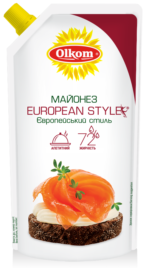 Майонезный соус  Европейский стиль 72% 295 г (дойпак) ТМ Олком