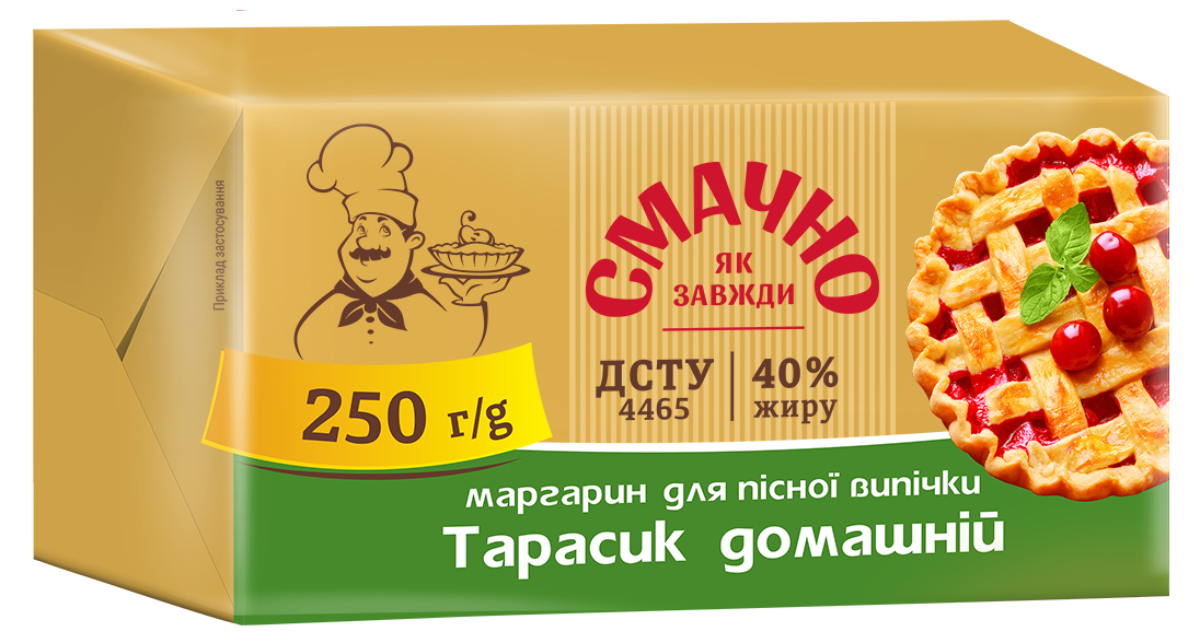 Маргарин столовий Тарасик домашній 40% 250гр (фольга) ТМ Олком