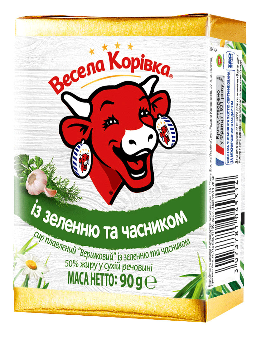 Сыр плавленый с зеленью и чесноком 70г Веселая коровка