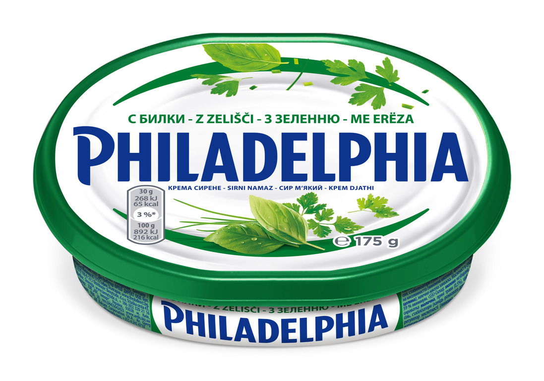 Крем-сыр Филадельфия с зеленью 67% 175г Крафт Фудс
