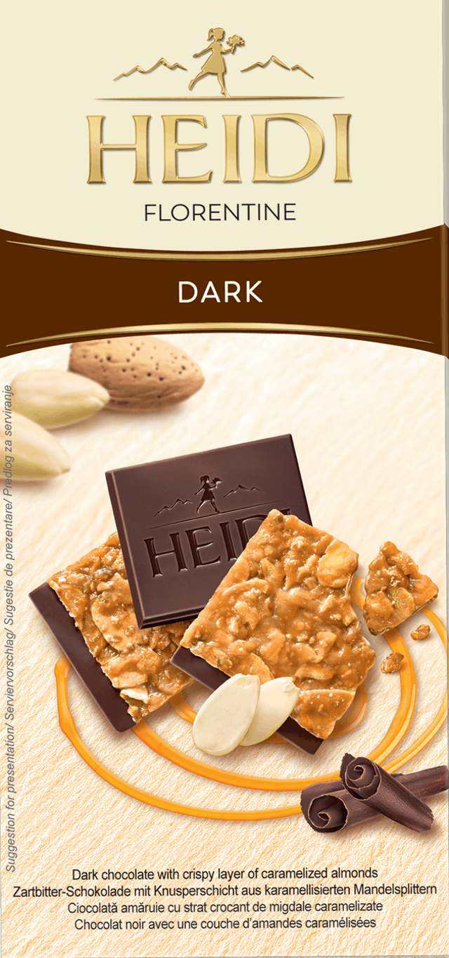 Шоколад Heidi темний з хрустким шаром карамелізованого мигдалю 100г