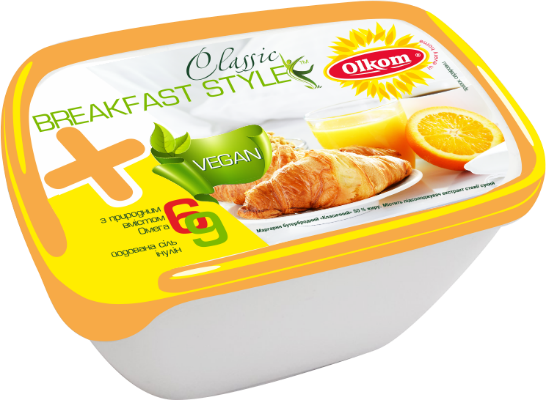 Бутербродный маргарин Breakfast Style Classic 50% 450г ТМ Олком