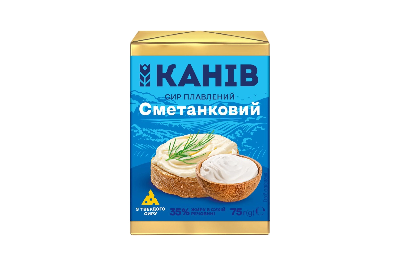 Сир плавлений Сметанковий 35% 75г ТМ Канів  