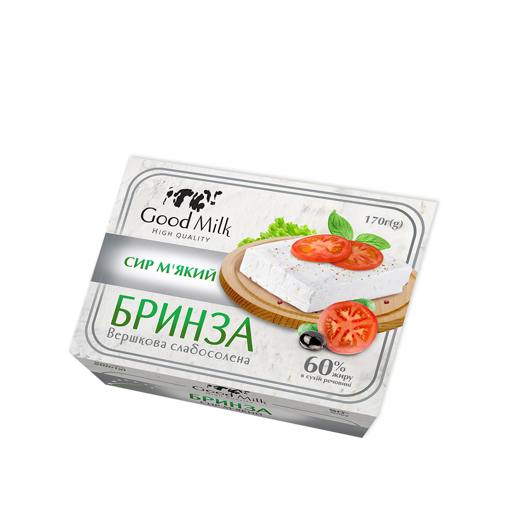 Бринза Вершкова слабосолена 60% 170г ТМ Good Milk