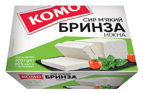 Сыр мягкий Брынза Нежная 60% 170г ванночка ТМ Комо