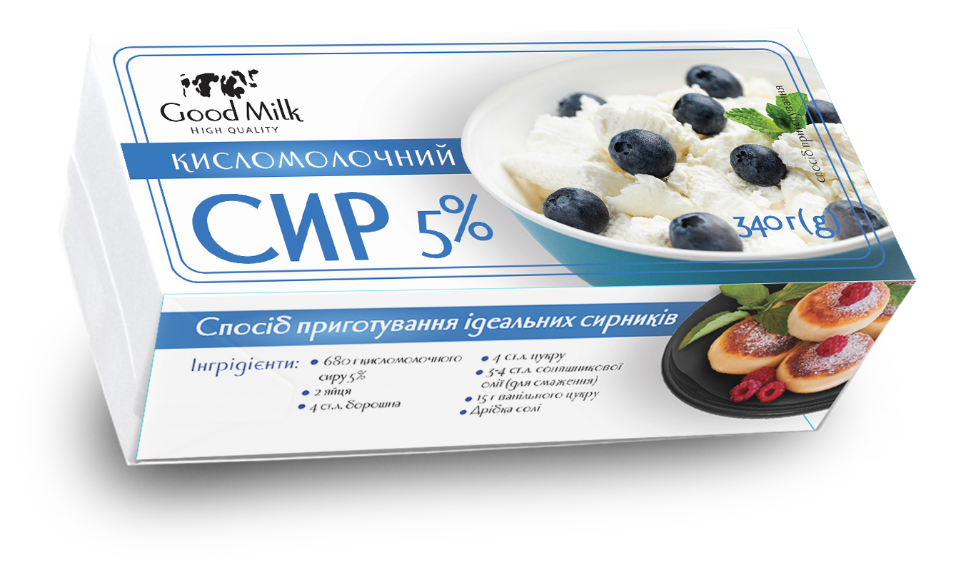 Сир кисломолочний 5% 340 г тетра пак ТМ Good Milk