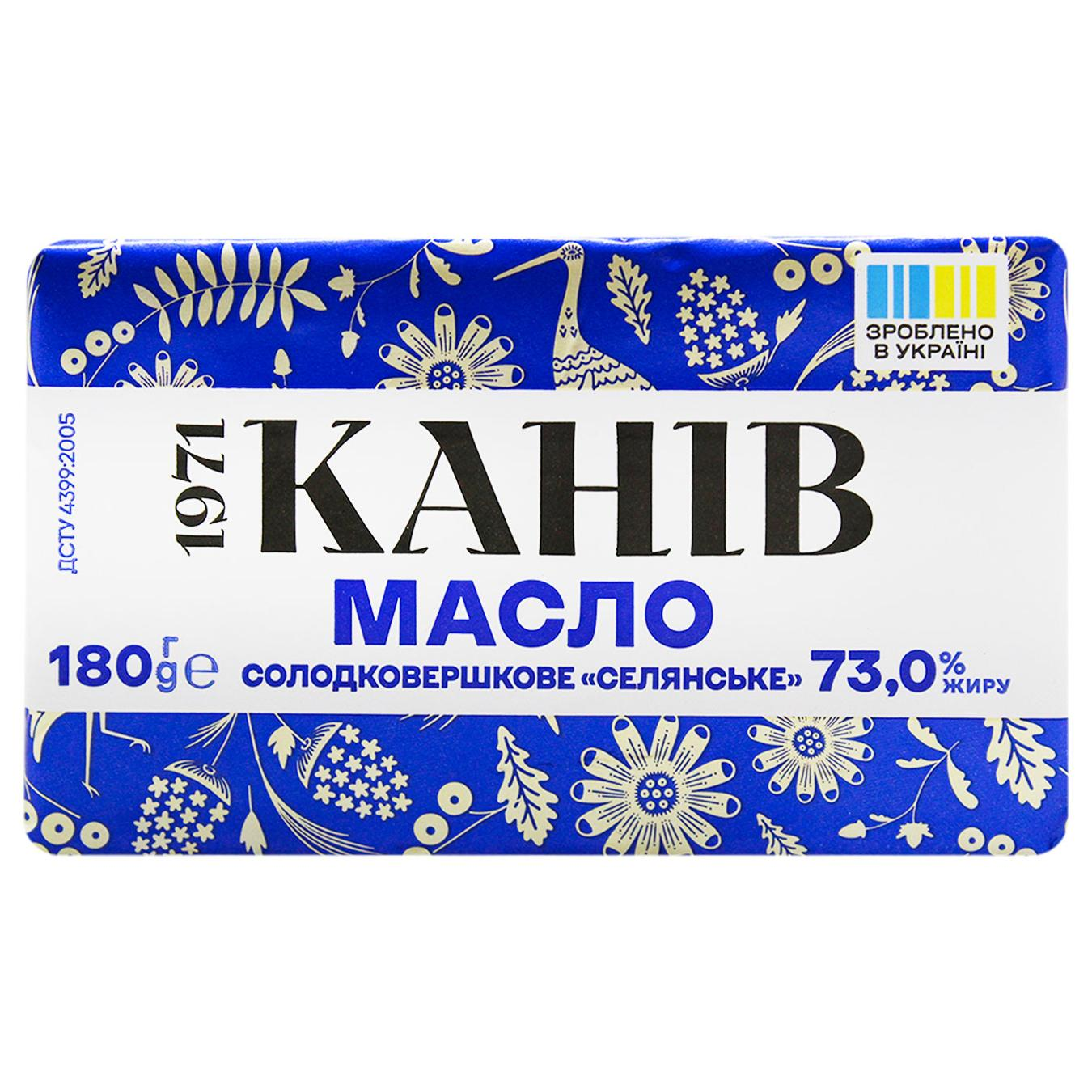 Масло сладкосливочное селянское 73% 180г ТМ Канев