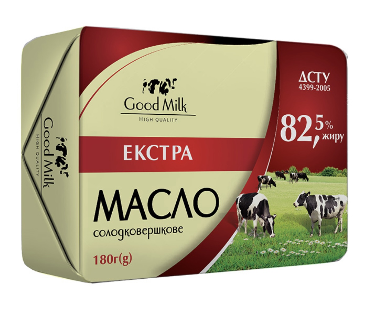Масло сладкосливочное Экстра 82,5% 180 г ТМ Good Milk