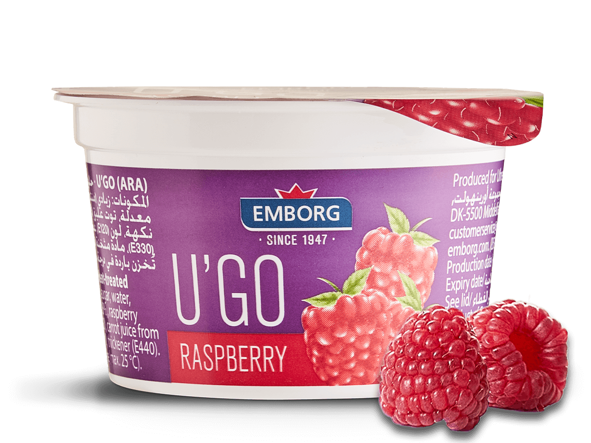 Йогурт UGO с малиною 0,1% 100 г Emborg