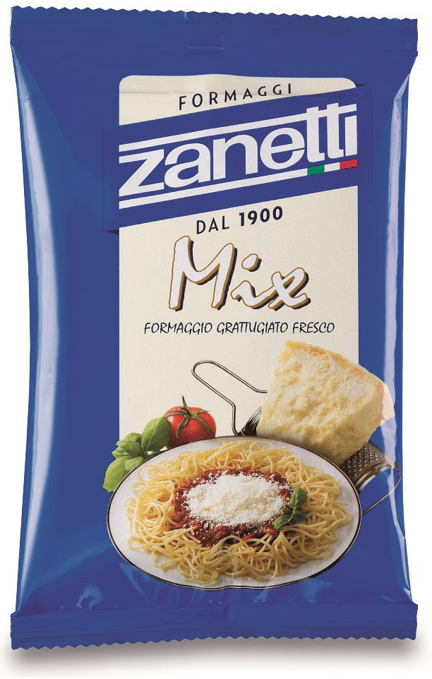 Сир твердий тертий мікс 32% 100г ТМ Zanetti
