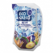 Йогурт Грецький питний чорнослив-злаки 1,5% 800г ТМ Eco Greco