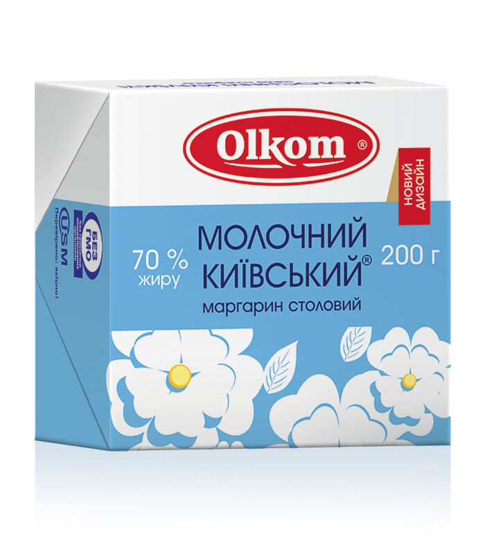 Маргарин Молочний Київський 200 г 70% ТМ Олком