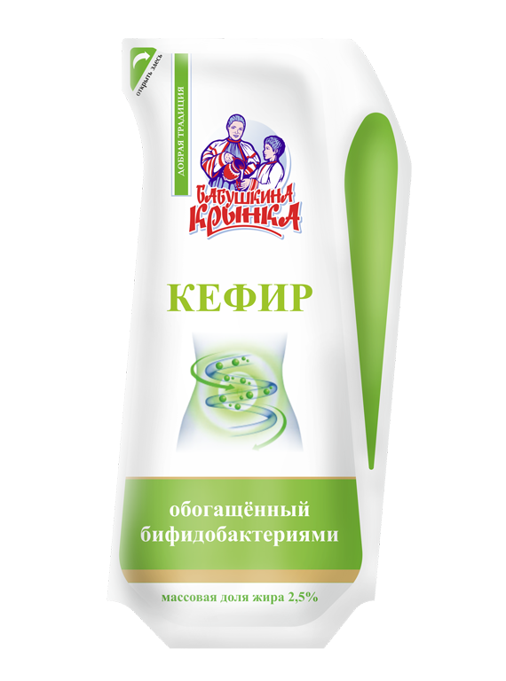 Кефір з біфідобактеріями 2,5% 450г ТМ Бабушкіна кринка